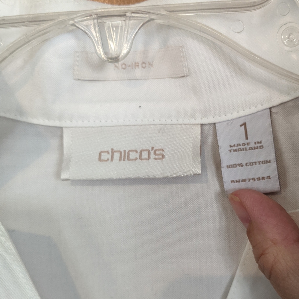 White Button Down Open V Neck - image 2